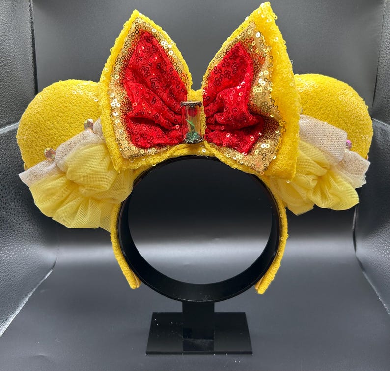 Belle inspired mouse ears. Enchanted Rose Beauty and the Beast ear headband. image 1