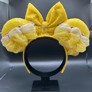 Belle inspired mouse ears. Enchanted Rose Beauty and the Beast ear headband. image 7