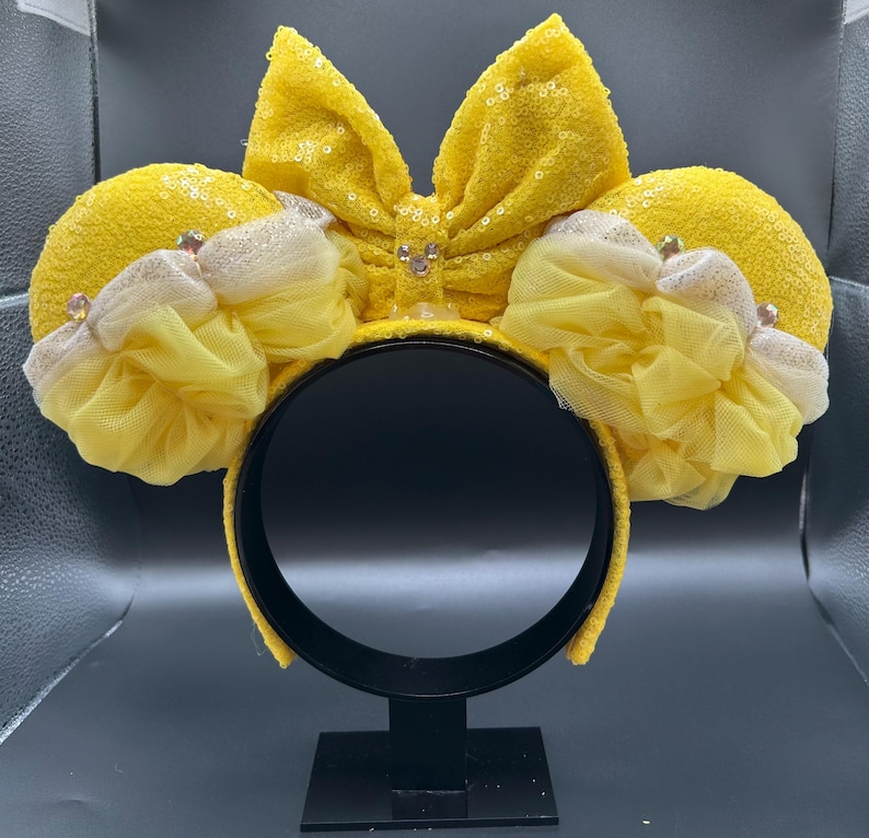 Belle inspired mouse ears. Enchanted Rose Beauty and the Beast ear headband. image 7