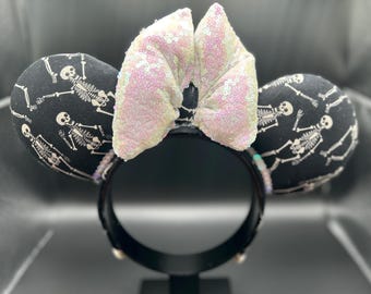 Dancing Skeltons mouse ears. Not so Scary inspired park ears. Halloween ear headband.