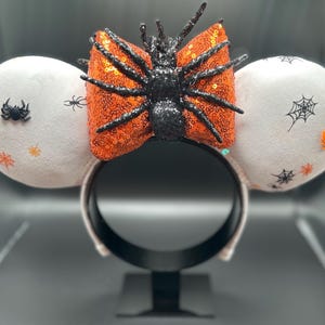 Spider covered mouse ears. Halloween ear headband. Not so Scary Spiders on your head!