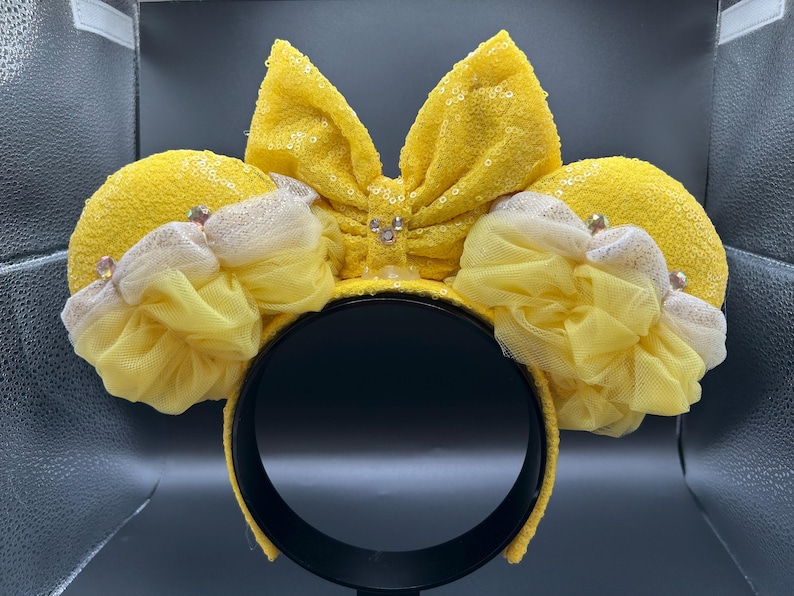 Belle inspired mouse ears. Enchanted Rose Beauty and the Beast ear headband. image 6