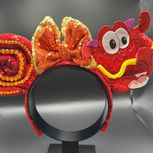 Mushu Inspired Mickey Ears Headband: Mulan's Dragon Pal Sequin Ears image 1