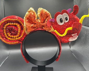 Op Mushu geïnspireerde hoofdband Mickey Ears: Mulan's Dragon Pal paillettenoren