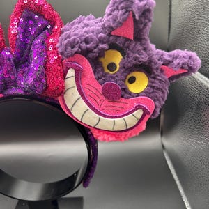 Cheshire Cat inspired mouse ears. Grinning cat from Alice in Wonderland ear headband image 3