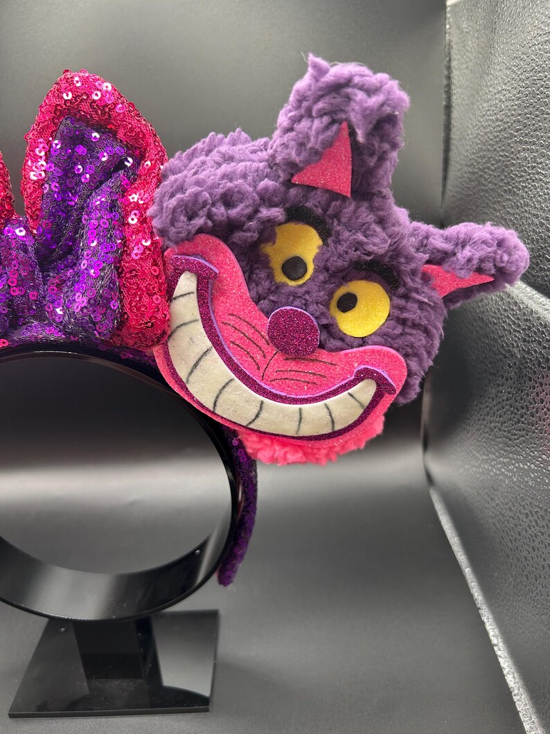 Cheshire Cat inspired mouse ears. Grinning cat from Alice in Wonderland ear headband image 3