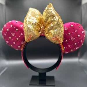 Rosa und Gold Kristall Minnie Maus Ohren. leuchtende Disneyohren.