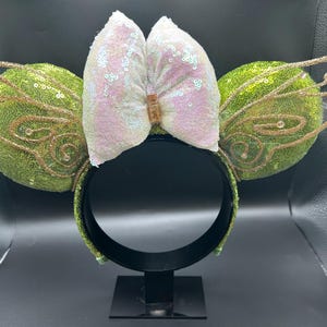 Op Tinkerbell geïnspireerde oren. Verlicht oren! Groene feeënhoofdband met muizenoor afbeelding 2