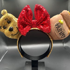 Winnie the Pooh inspired mouse ears. Pooh Bear and hunny pot ear headband. image 2