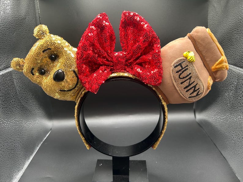 Winnie the Pooh inspired mouse ears. Pooh Bear and hunny pot ear headband. image 2