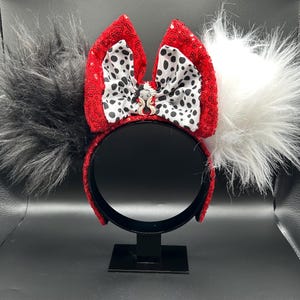Cruel Animal Designer mouse ears. Cruella de Vil inspired ear headband. Faux fur ears