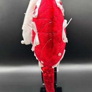 Coquette white bow mouse ears. Red and white pearl girly ear headband. image 4
