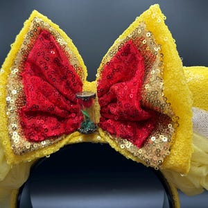Belle inspired mouse ears. Enchanted Rose Beauty and the Beast ear headband. image 4