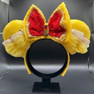 Belle inspired mouse ears. Enchanted Rose Beauty and the Beast ear headband. image 2