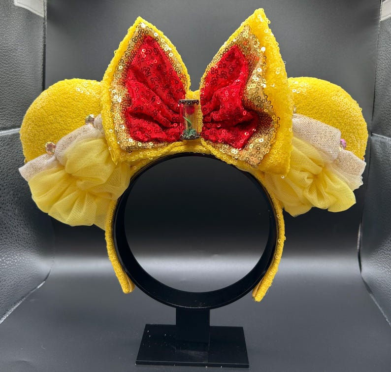 Belle inspired mouse ears. Enchanted Rose Beauty and the Beast ear headband. image 2