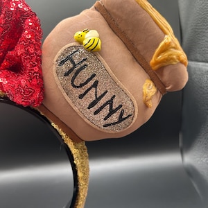 Winnie the Pooh inspired mouse ears. Pooh Bear and hunny pot ear headband. image 4