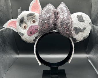 Moana pig sidekick mouse ears. Pua inspired Disney ear headband.