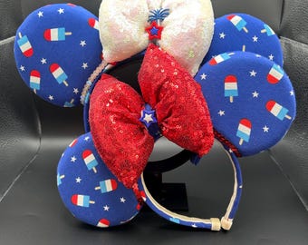 4th of July popsicle mouse ears. Patriotic Independence Day ear headband