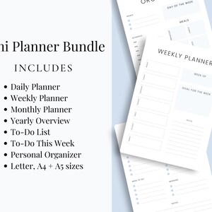 Planner Bundle, Printable, Minimalist Planner, Weekly Monthly Yearly ...