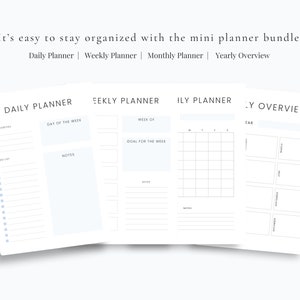 Planner Bundle, Printable, Minimalist Planner, Weekly Monthly Yearly ...