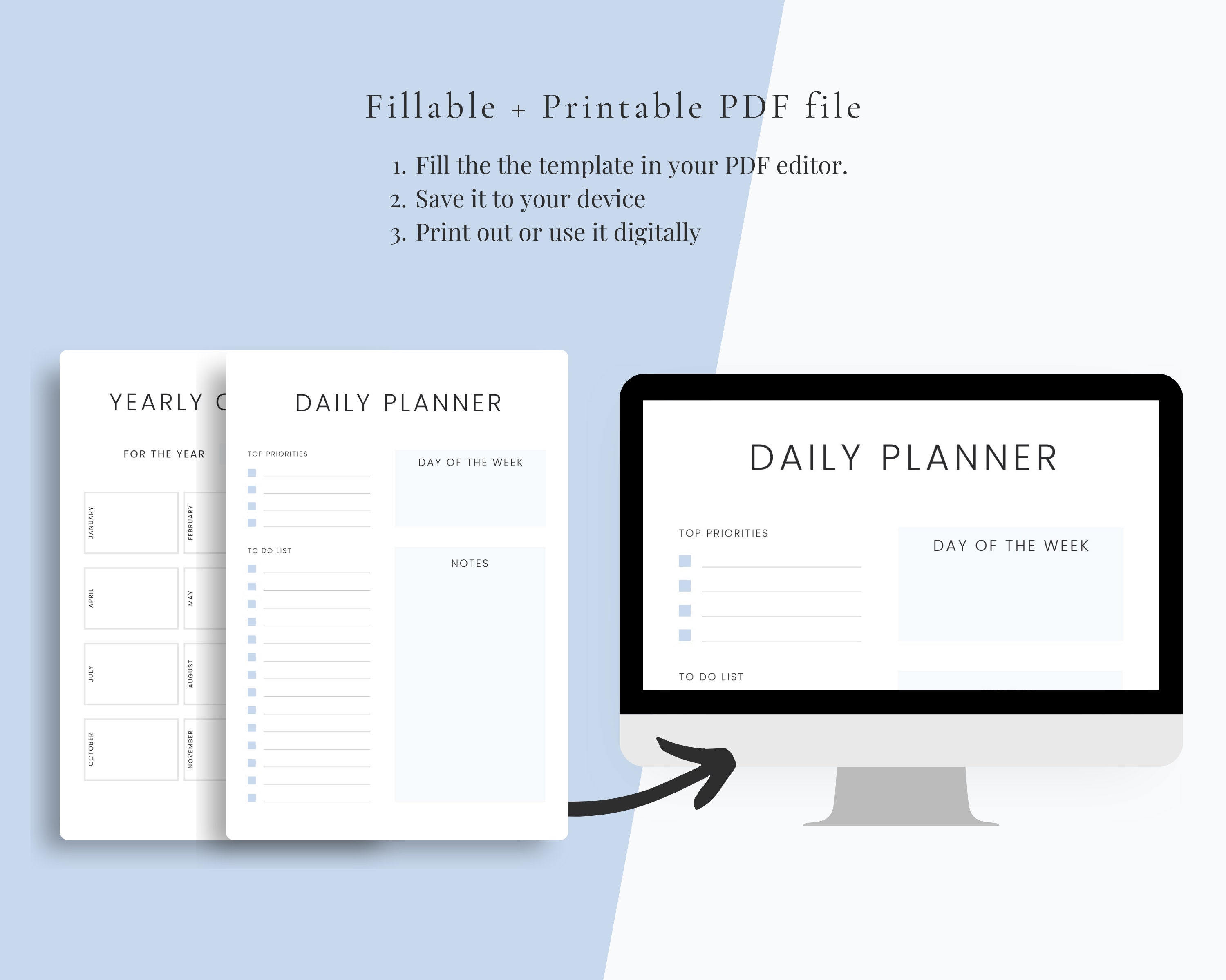 Planner Bundle, Printable, Minimalist Planner, Weekly Monthly Yearly ...