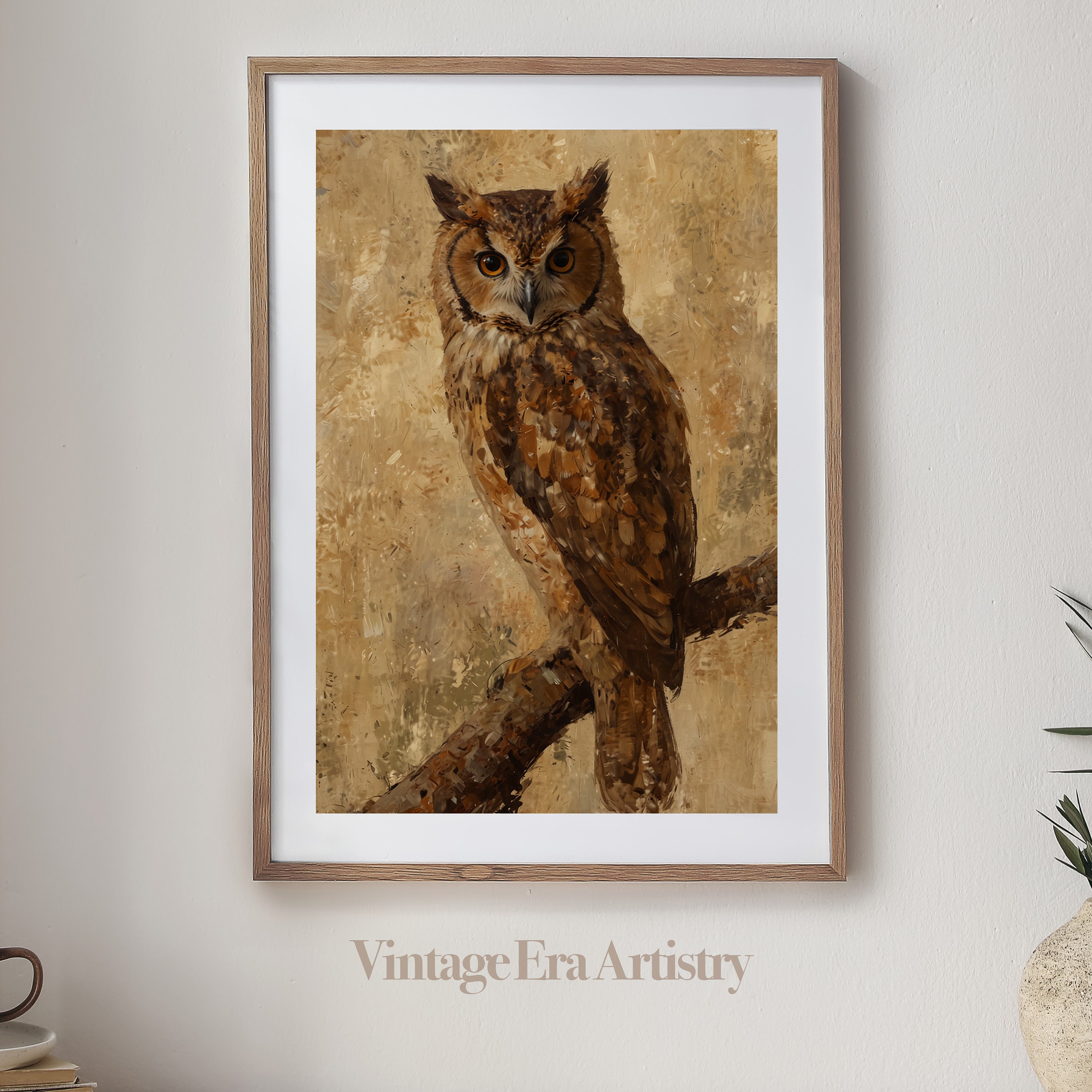 Vintage Owl Oil Painting, Bird Portrait Artwork, High Quality Printable Wall Art, Digital Download,