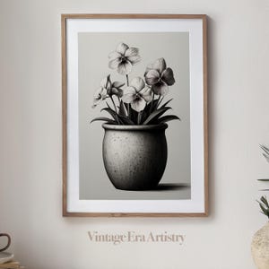 Vintage Bouquet of Flowers Sketch, Illustration, High Quality Printable Art, Digital Download, Digital Art Printable Artwork | PS0074