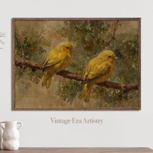 Vintage Budgie Oil Painting, Bird Artwork, High Quality Printable Wall Art, Digital Download, Digital Print, Vintage Printable Artwork
