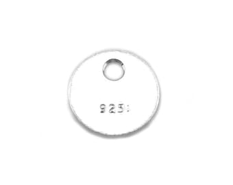 10 etiquetas redondas estampadas de plata de ley de 4 mm