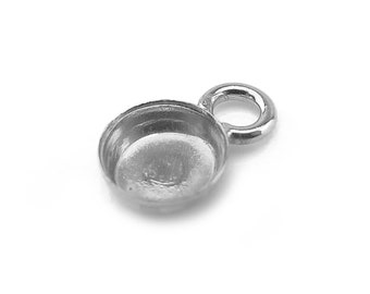 Sterling Silver Bezel Cup Setting with Loop 4mm