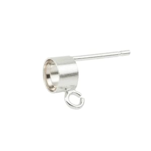 May include: Silver earring finding with a loop and a post. The post is about 1/2 inch long.