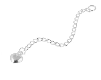 Sterling Silver Extension Chain with Heart ~ 2.5"