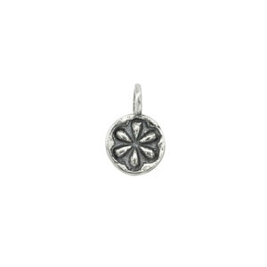 Sterling Silver Oxidised Daisy Charm 7mm