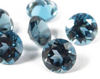 London Blue Topaz Faceted Round Gemstone ~ Various Sizes