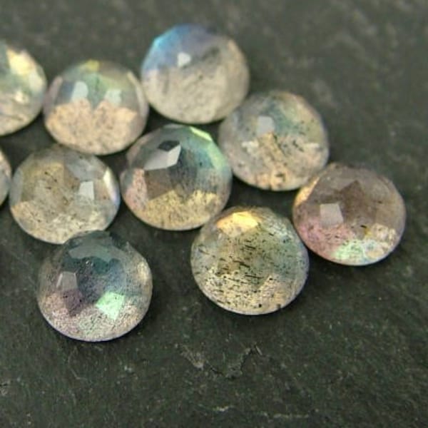 Labradorite Rose Cut Round Cabochon Gemstone ~ Différentes tailles