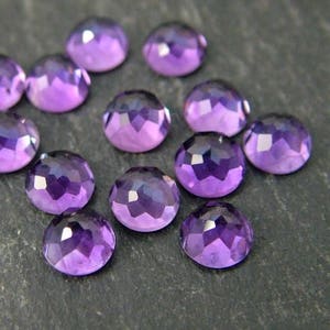 African Amethyst Rose Cut Round Cabochon Gemstone ~ Various Sizes