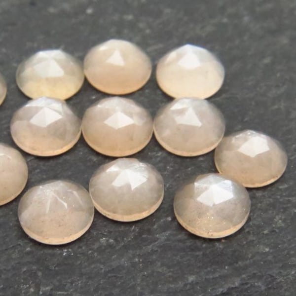 Peach Moonstone Rose Cut Round Cabochon ~ Various Sizes