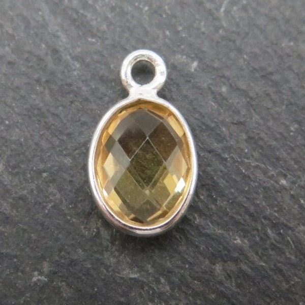 Sterling Silver Citrine Oval Charm 11-12mm