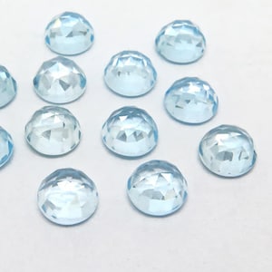 Sky Blue Topaz Rose Cut Round Cabochon Gemstone ~ Various Sizes