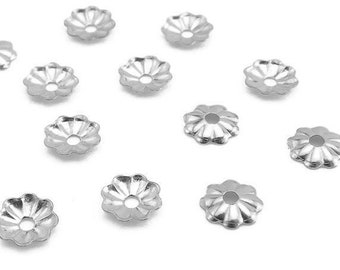 10 pcs Sterling Silver Flower Bead Cap 4mm