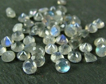 Lovely Lot Natural Rainbow Moonstone 3X3 mm Round Faceted Cut Loose Gemstone 