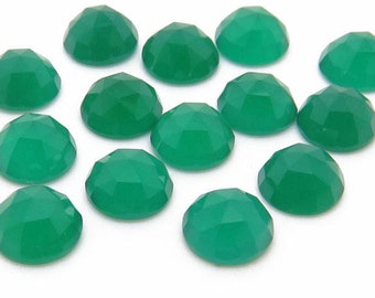 Green Onyx Rose Cut Round Cabochon Gemstone ~ Various Sizes