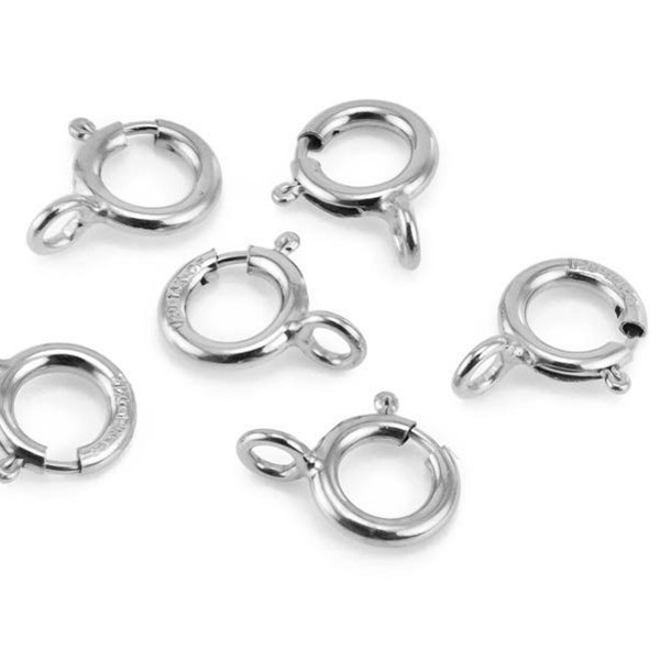 10 pcs Fermoir à ressort en argent sterling avec anneau fermé 5 mm