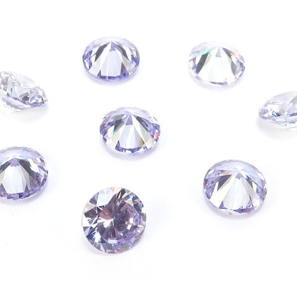 Pack of 10 ~ Cubic Zirconia Round ~ Lavender ~ Various Sizes