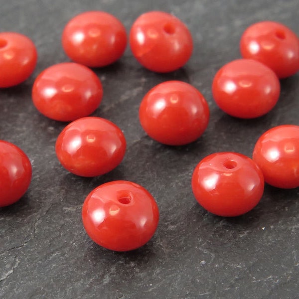 Red Coral Button ~ Half Drilled ~ Various Sizes