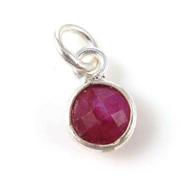 Sterling Silver Ruby Round Charm 6mm