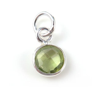 Sterling Silver Peridot Round Charm 6mm