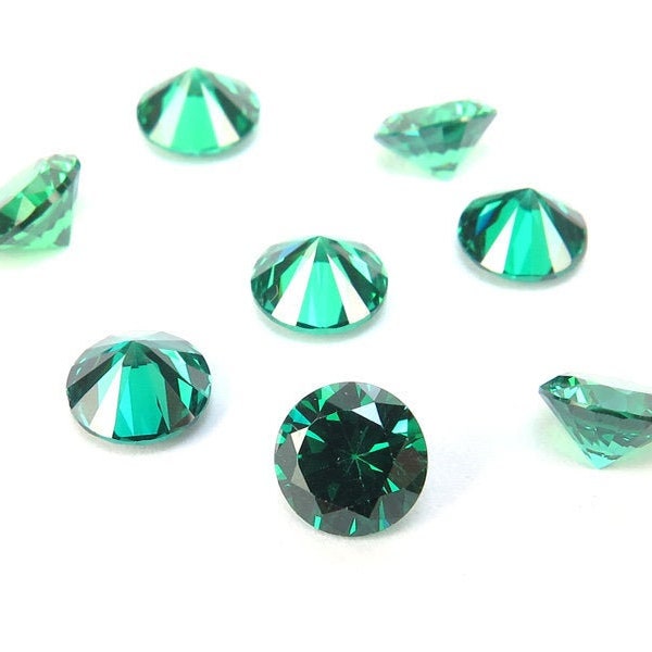 Pack of 10 ~ Cubic Zirconia Round ~ Teal ~ Various Sizes