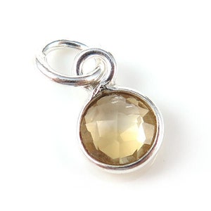 Sterling Silver Citrine Round Charm 6mm