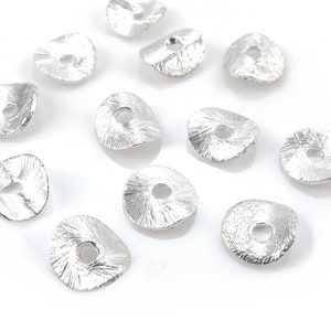 10 pcs Sterling Silver Wavy Disc Spacer 6mm